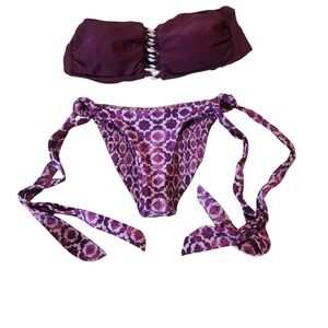 Purple Strapless Bikini Set